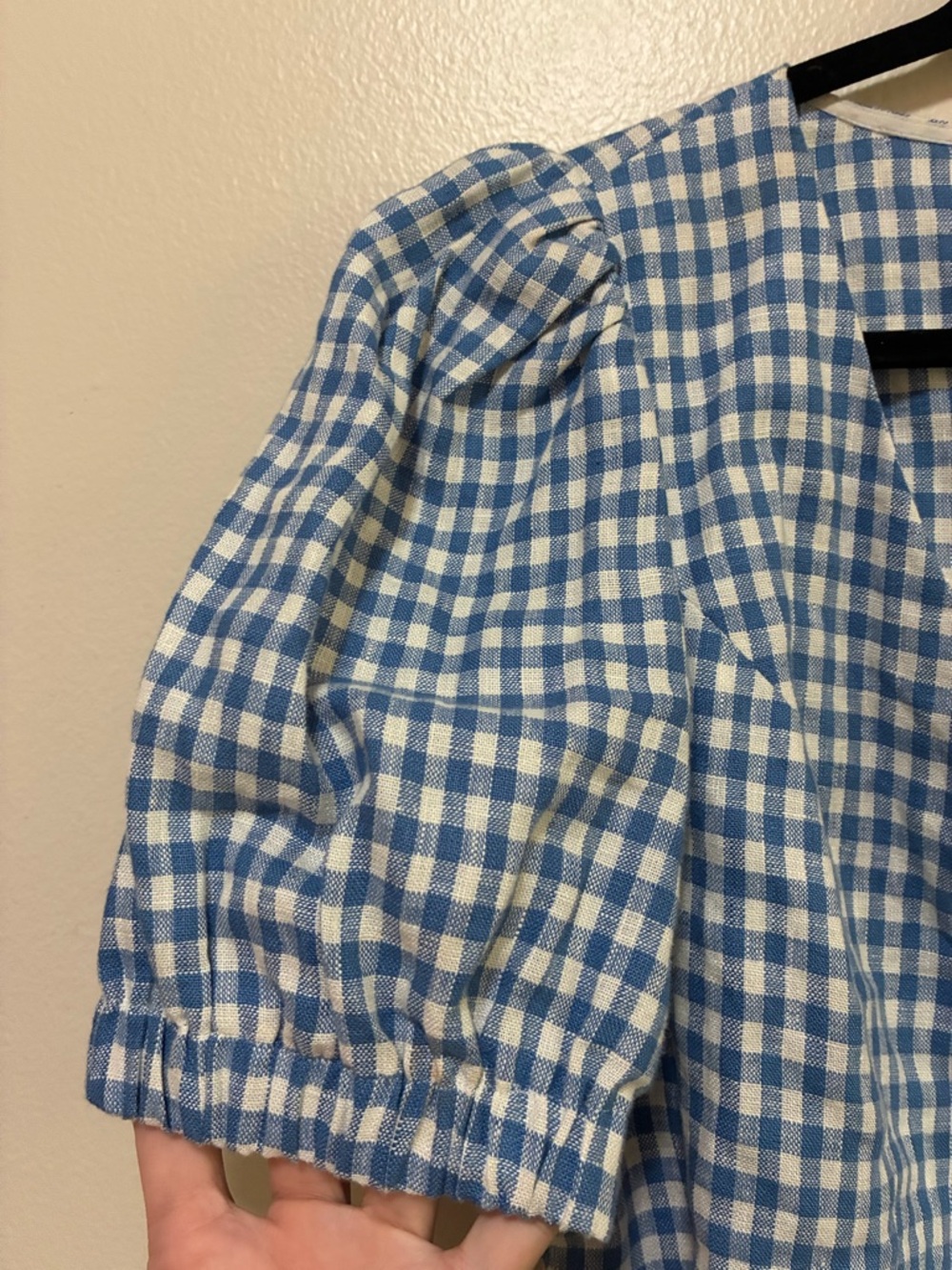 Reformation Ethel Two Piece Set Blue Gingham Mini Skirt Puff sleeve crop top 12 - Picture 8 of 15